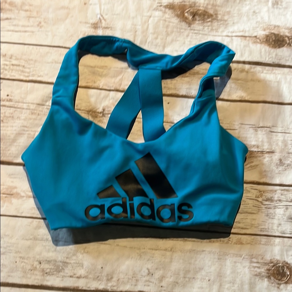 Adidas Blue and Black Sports Bra with Racerback